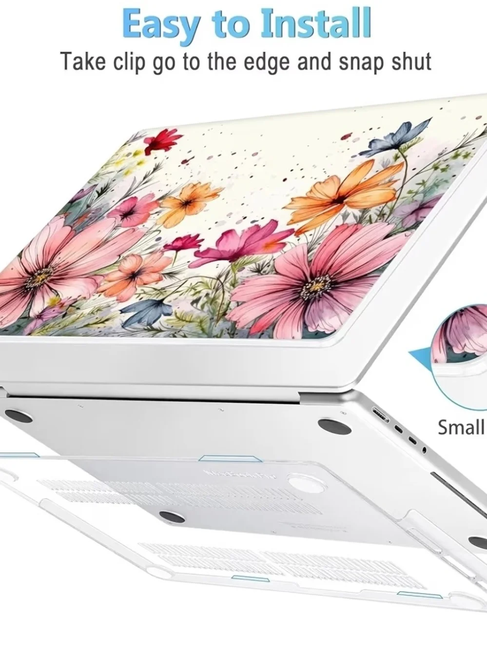 Floral Watercolor Laptop Case - Pink + Orange Blooms